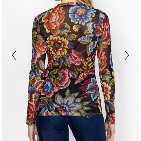 Johnny Was NATALIE LONG SLEEVE MESH TEE - Picture 2 of 3